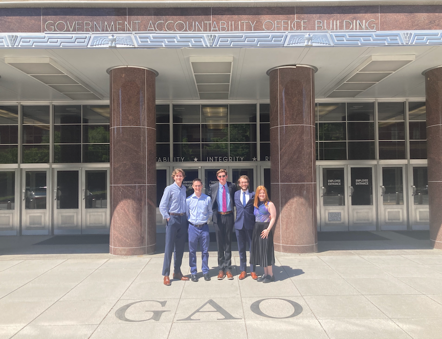 "Students pose outside the GAO"