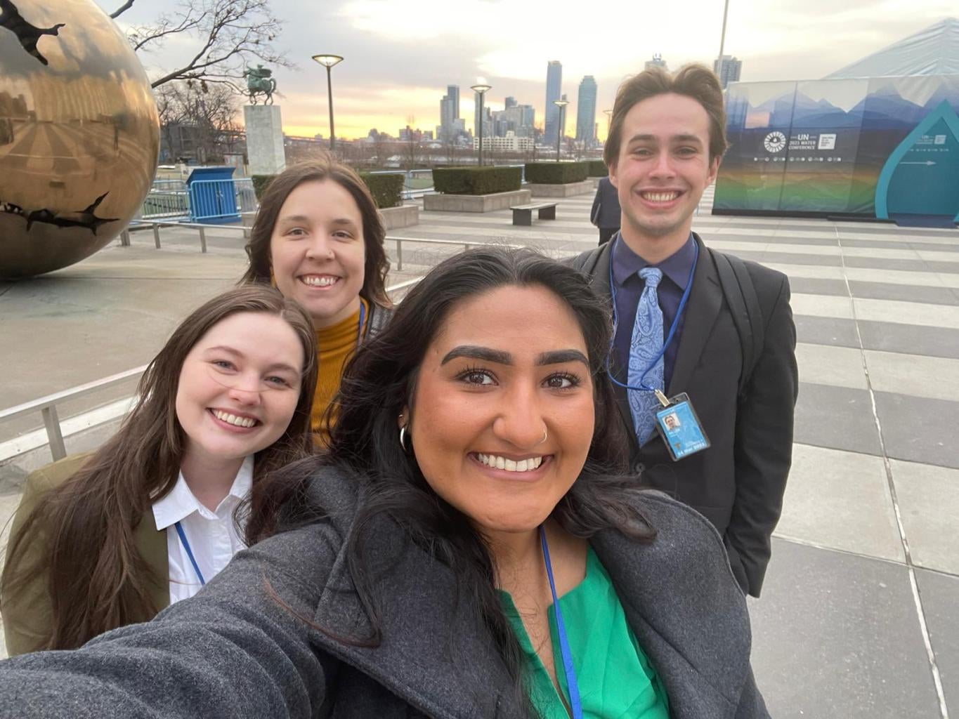 "Students selfie outside UN water conference"