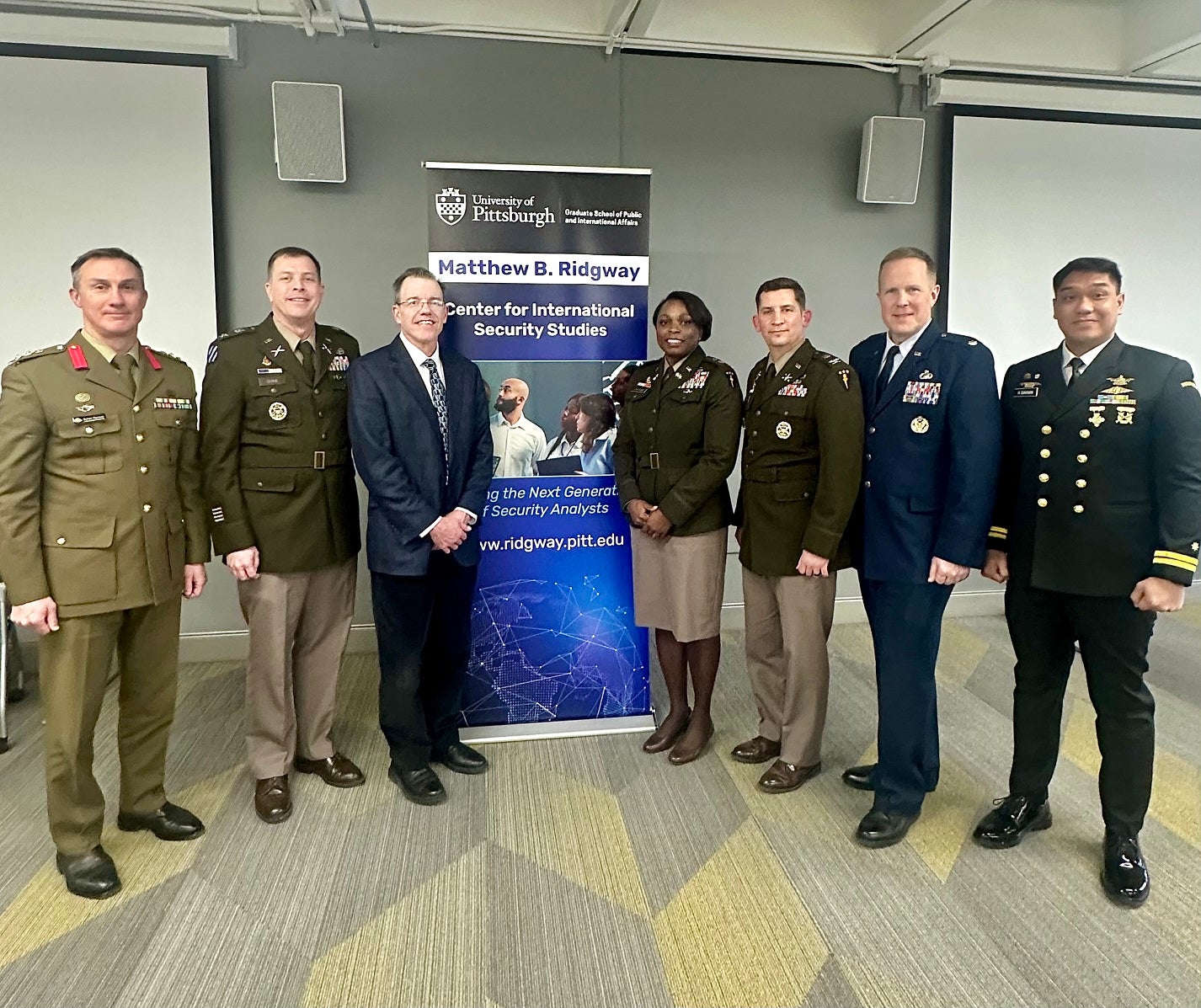 "Visitors from the U.S. Army War College visit campus for a panel"